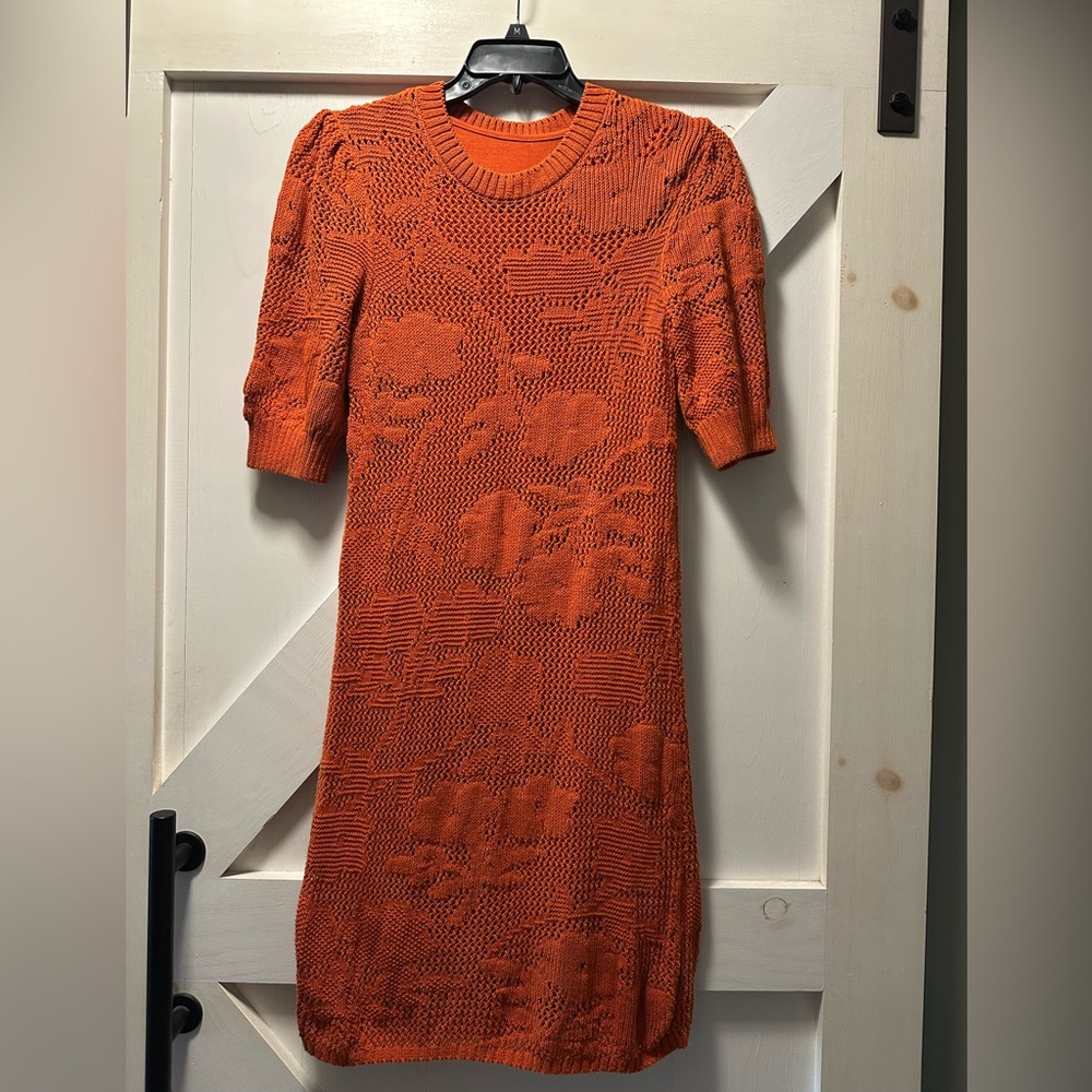 Anthropologie Maeve Orange sweater MidiDress